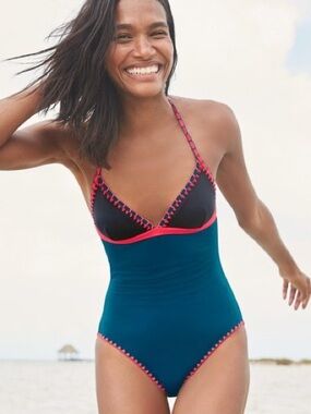 Boden Sicily Rik Rak Swimsuit in the Oceanside colorway SZ6